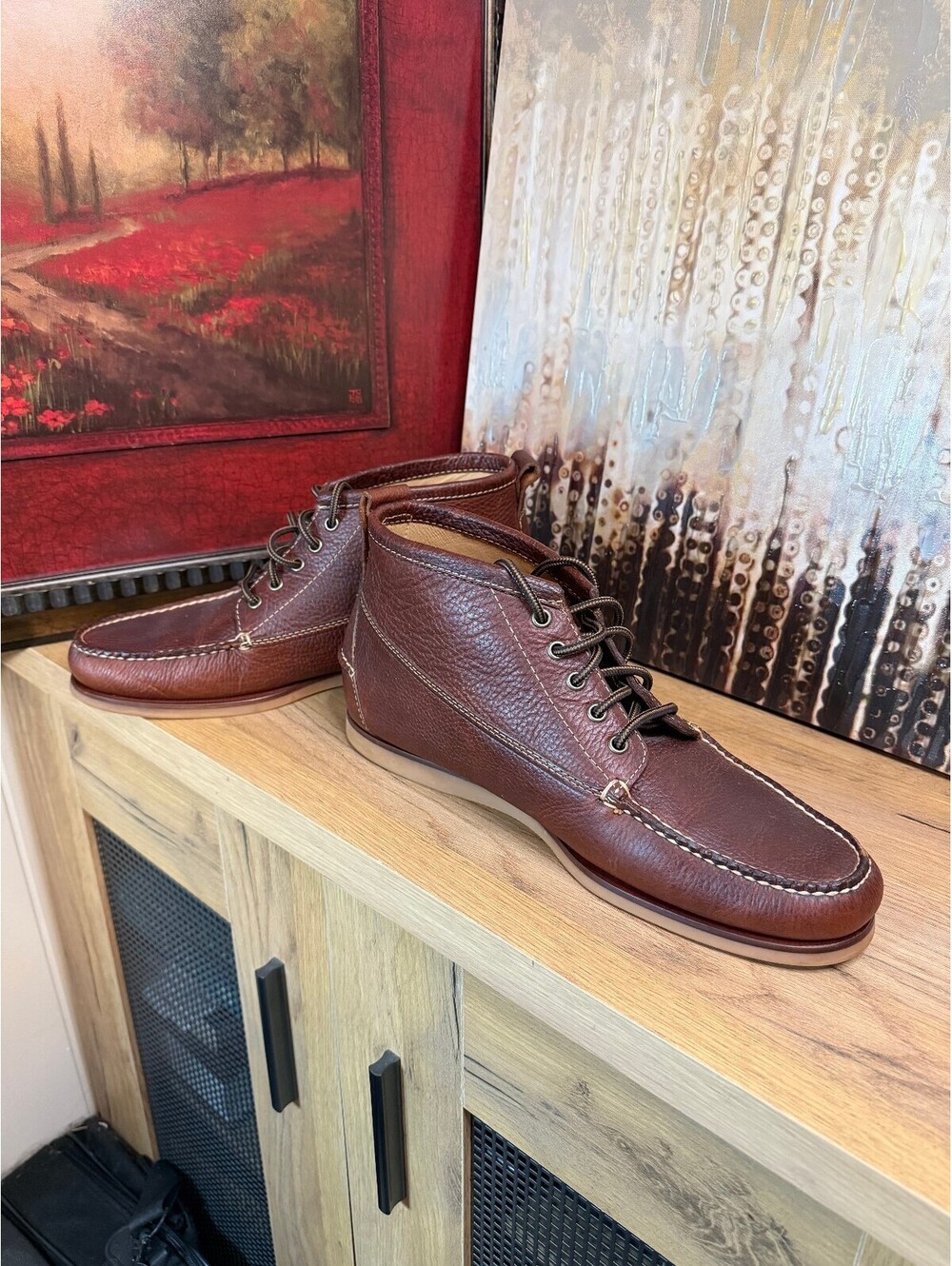 L.L. Bean Men's 12D Brown Leather Moc Toe Ankle Boots